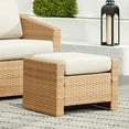 thumbnail image 4 of CHITA 5-Piece Outdoor Wicker Patio Furniture Set with Ottoman, Outdoor Light Brown Wicker Chair and Ottoman with Cream Cushion, Cream, 4 of 15