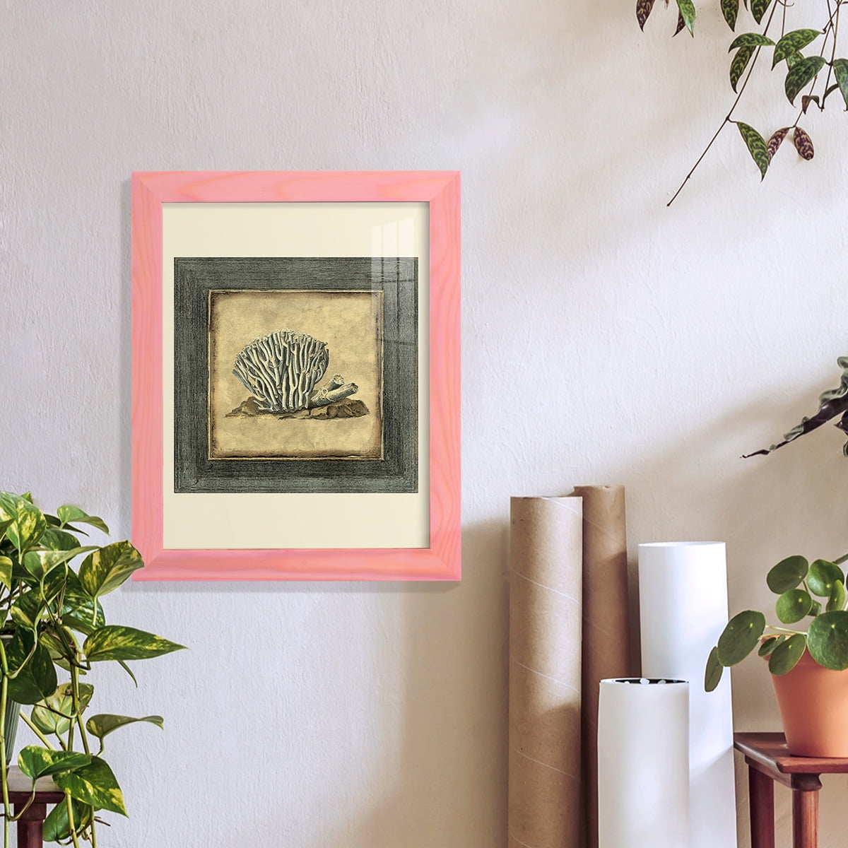 Mini Exotic Coral IX (U) - Framed Print w/glass - Sunset Pink