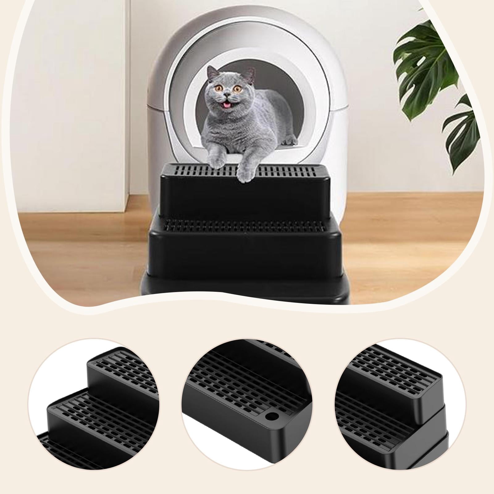 Litter Box Ramp Cat Litter Stair Footboard with Washable Plastic for Automatic Self Cleaning Litter Boxes