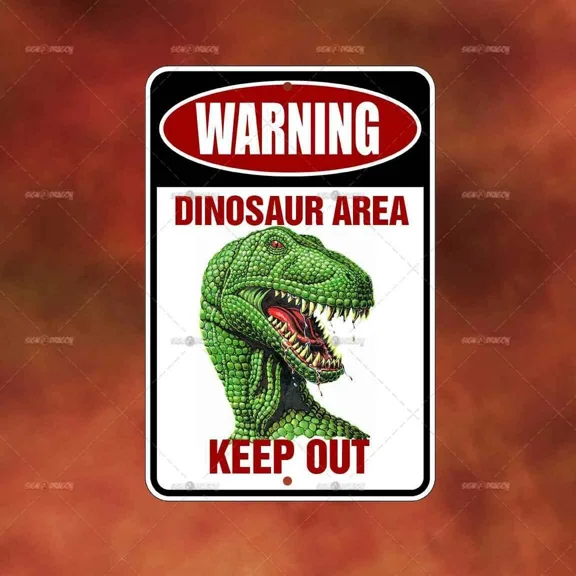 Dinosaur Area Keep Out Metal Sign Home Room Wall Art Gift Outdoor Decor B165