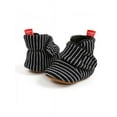 thumbnail image 4 of Infant Newborn Baby Girls Striped Plush Winter Boots Soft Warm Walking Shoes Slippers, 4 of 5