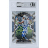 Justin Herbert Los Angeles Chargers Autographed 2020 Panini Select #44 Beckett Fanatics Witnessed Authenticated Rookie Card with "2020 OROY" Inscription - Fanatics Authentic Certified