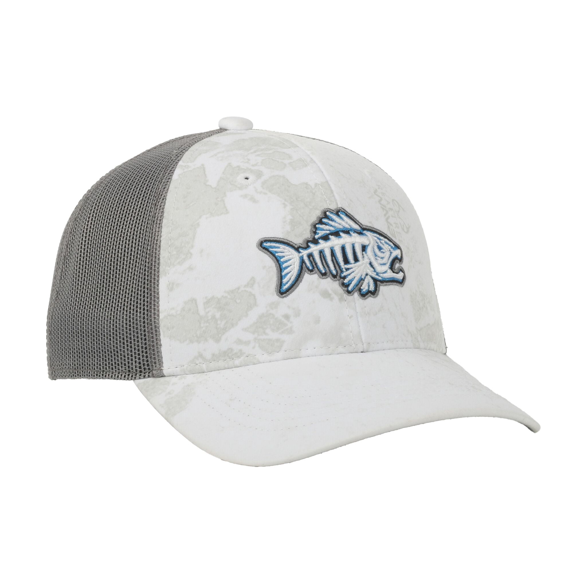 Realtree® Fishing WAV3 White Structured Cap – Mid Profile Mesh Back Snapback, One Size