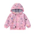 thumbnail image 2 of Cethrio Girls Lightweight Jackets, Long Sleeve Printed Zip up Casual Kids Windbreaker with Hood Pink Size 4-5 T, 2 of 7