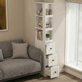 thumbnail image 2 of LAUSAINT HOME Bathroom Storage Cabinet, Tall Thin White Storage with Adjustable Shelves & 3-level Drawers for Home, Kitchen, 2 of 10