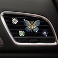 thumbnail image 5 of Mariposa azul + 3 clips de coche de crisantemo para decoración de interiores, bonitos clips de ventilación de coche para decoración de salpicadero,, 5 of 5