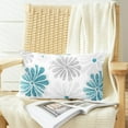 thumbnail image 3 of Throw Pillow Covers Decorative 12 X 20 Inches Pack of 2 Cozy Fleece Two-Tone Blooming Flowers Decorative Cushion Cases for Couch Bed Sofa Farmhouse Decoration Teal Dark Grey, 3 of 6