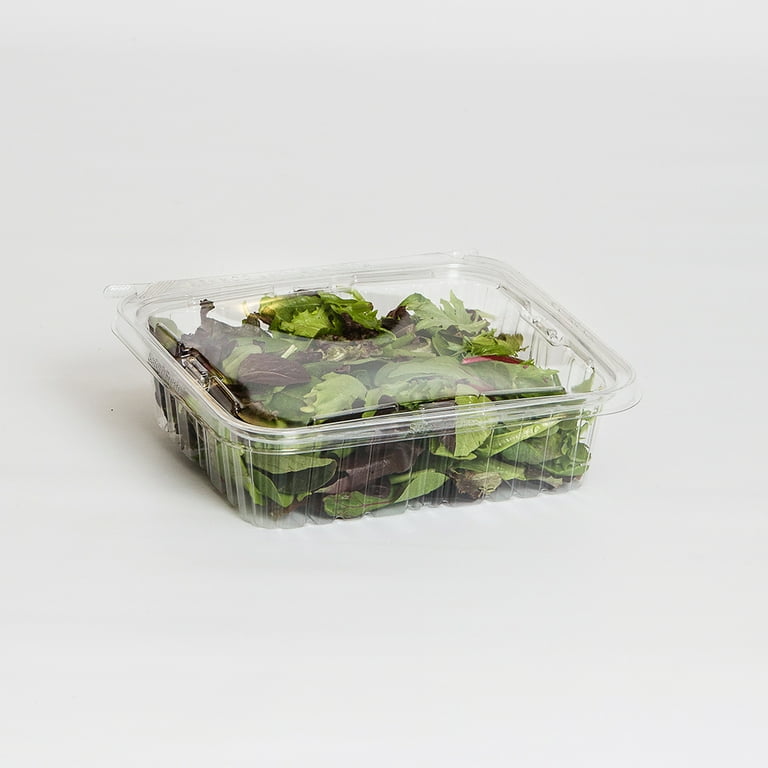 Tamper Tek 48 oz Rectangle Clear Plastic Salad Container - with