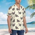 thumbnail image 3 of Fuzoiu Chickens And Flowers Print Hawaiian Shirt for Men, Summer Beach Casual Short Sleeve Button Down Shirts, Men’s Beach Summer Shirts with Pocket,X-Large, 3 of 7