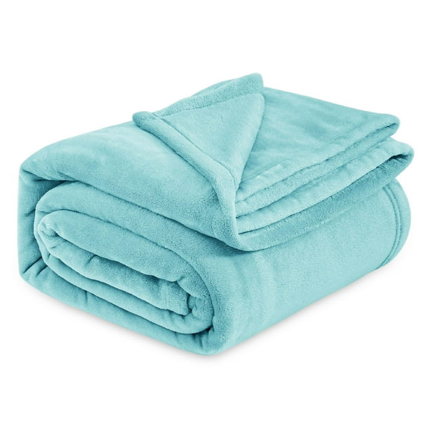 Manta polar para cama, tamaño king, azul río, suave, 275 x 230 cm