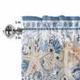 thumbnail image 2 of Summer Blue Coastal Window Valance for Kitchen, Eucalyptus Leaves Starfish Shells Rod Pocket Short Curtain for Small Windows, Light Filtering Decorative Valance, 60 x 14 Inch, 2 of 9