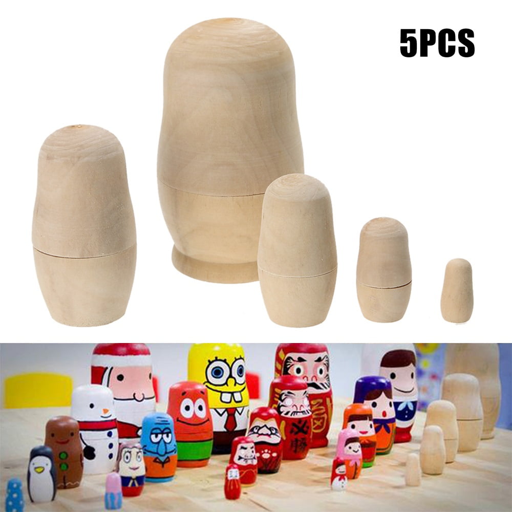 Russian Nesting Dolls Unpainted 5 pcs Paint your own Doll!! 