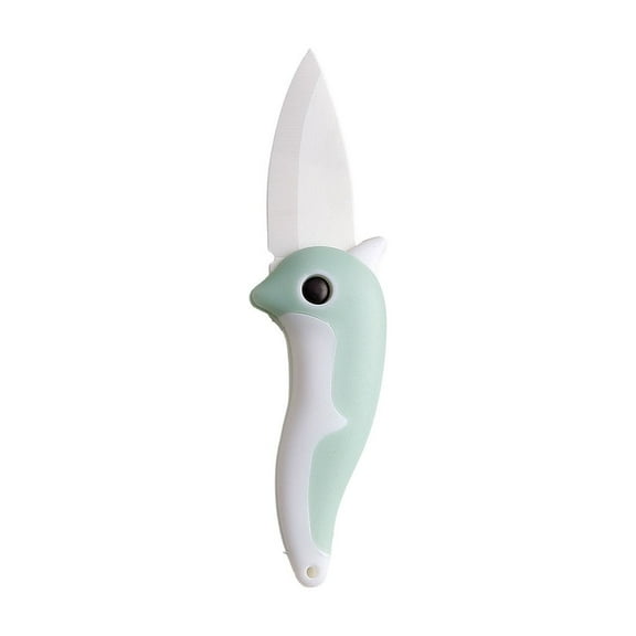 Blue Compact Folding Ceramic Knife With Zirconia Blade, Non-Stick And Rust-Free Design For Vegetable Cutting And Camping Use, 7.2X1.7X0.9In 0.19Lb