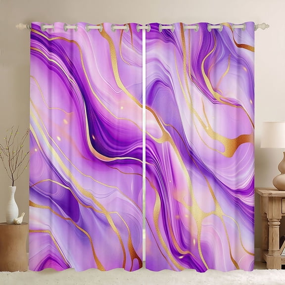 jejeloiu Modern Fluid Artwork Black Out Curtains,Marble Pattern Curtains Pack of 2 (42x63 Each),Gradient Pink Purple Bedroom Curtains For Teens,Microfiber Bedroom Decor