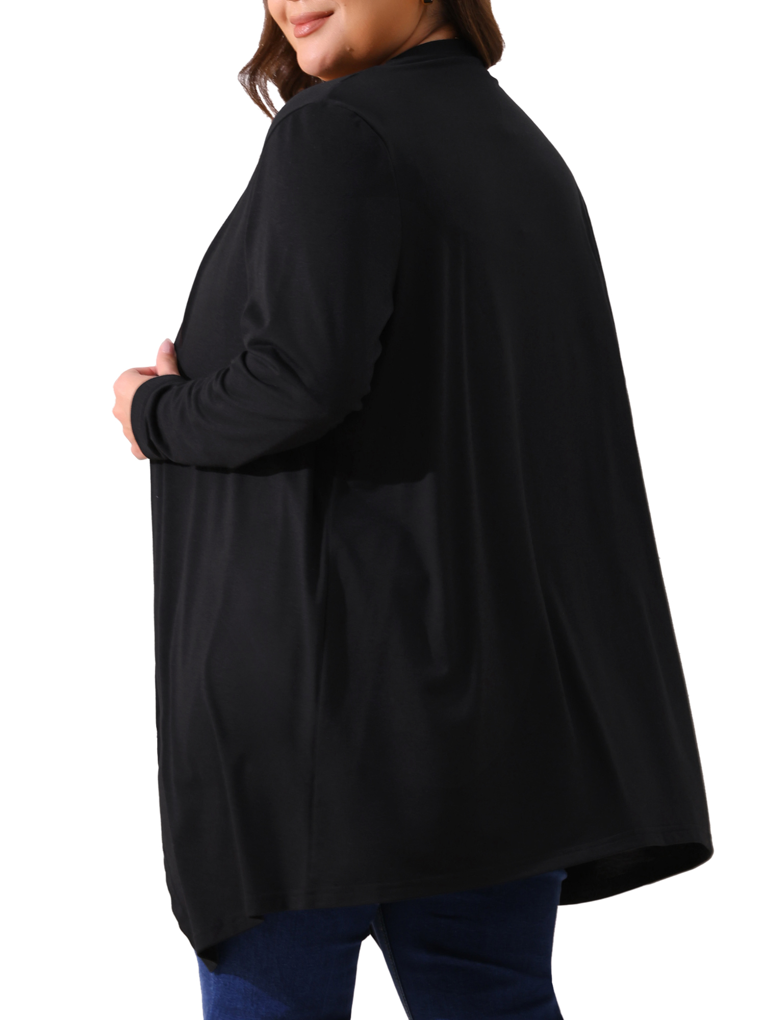 DARING DIVA Plus Size Long Sleeve Open Front Lightweight Cardigan 3X Black