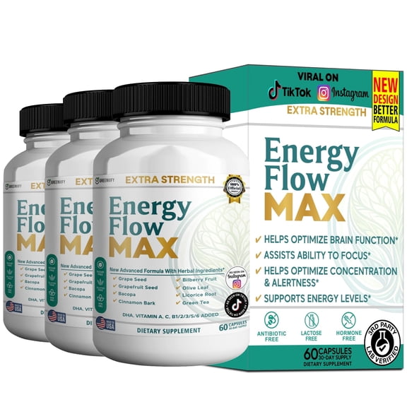GreenVify Energy Flow Max – Daily Energy, Focus & Vitality Wellness Support Dietary Supplement