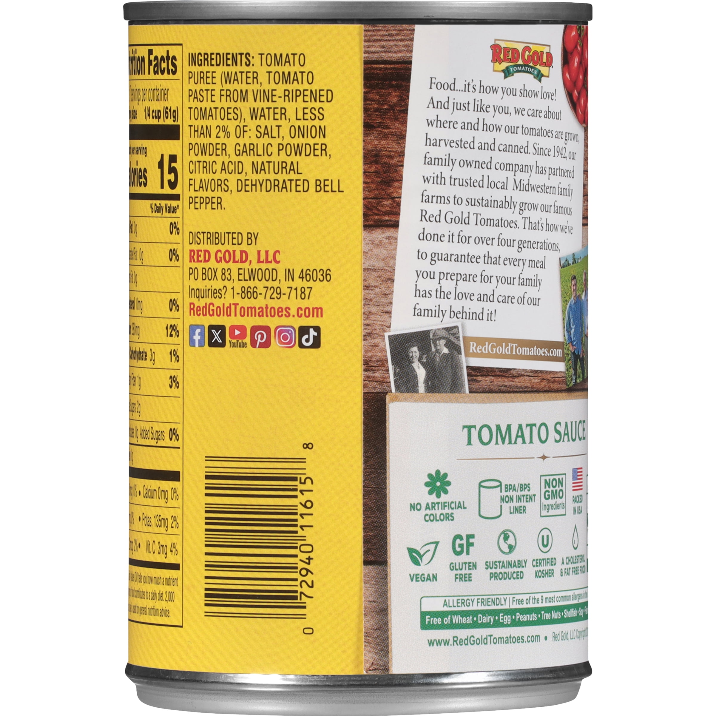Red Gold Tomato Sauce, 15 oz Can