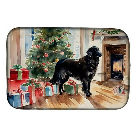 

0.2 x 21 x 14 in. Flat-Coated Retriever Cozy Christmas Dish Drying Mat