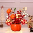 thumbnail image 6 of BGZLEU Chinese Lunar New Year Decoration Fake Flower Blessing Bucket Desk Gift Artificial Potted for Entryway Festival Wedding, Pomegranate, 6 of 8