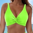 thumbnail image 5 of Women Swimwear Top Sleeveless Bikini Solid Color Criss-Cross Tank Top Swim Top Only Crop Top Green,Xl, 5 of 7