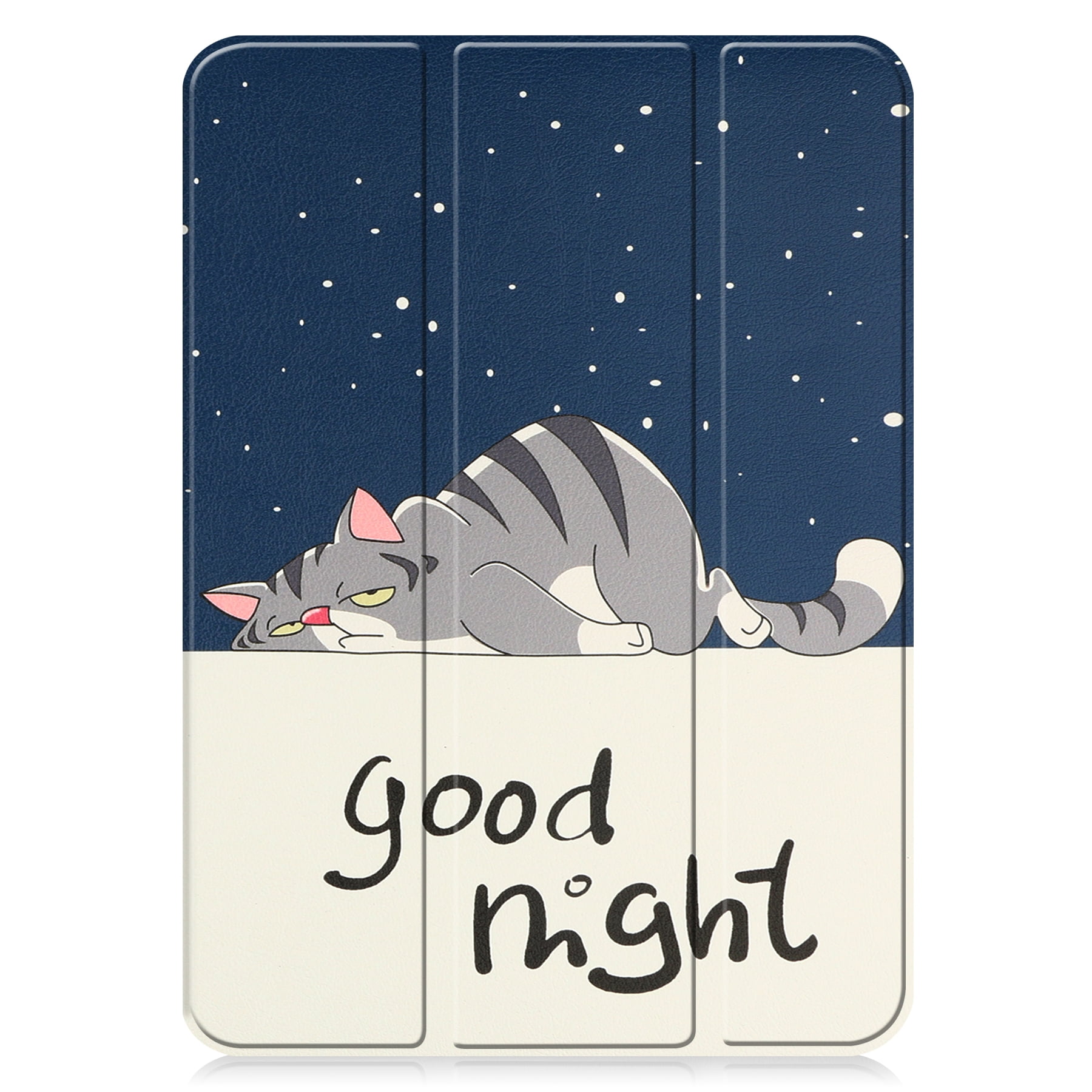 Case for Apple iPad 10th Generation 10.9 Inch Case 2022, PU Leather Thin Slim Lightweight Trifold Shell Corner Protection Smart Folio Cover with Auto Sleep/Wake and Support Pencil Holder, Cute Cat