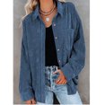 thumbnail image 3 of LowProfile Button Down Shirts for Women Casual Long Sleeve V Neck Corduroy95%polye Coat Blouse Tops Blue 2XL, 3 of 7