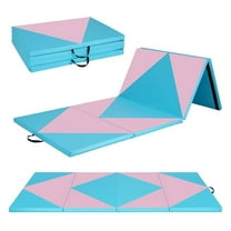 Gymnastics Mat, 4 FT x 10 FT x 2 Inches Folding w/Carrying Handles, Hook & Loop Fasteners, Tumbling Mat Waterproof for Yoga, Stretching, Home Gym