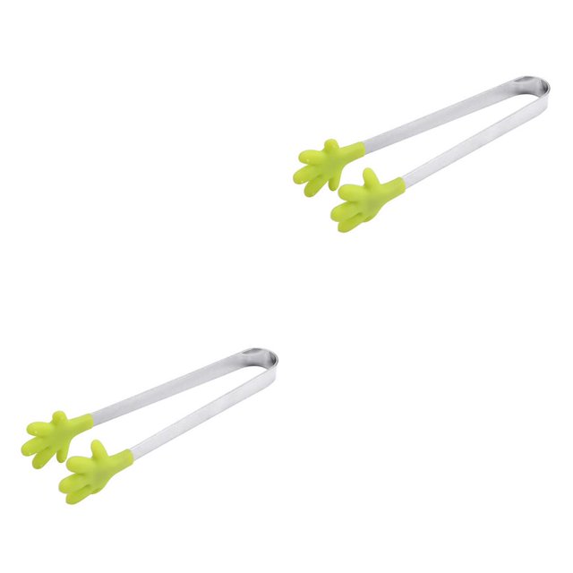 Injueey mini silicona mano forma muffins panqueques pinzas comida pan hielo parrilla pinzas pinzas en el hogar fiesta bar cocina verde Verde 2Conjunto