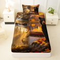 thumbnail image 3 of Manfei Black Bear Twin Sheets,Autumn Deer Pattern Bedding,3 Pieces,1 Fitted Sheet and 1 Pillowcase, 3 of 6