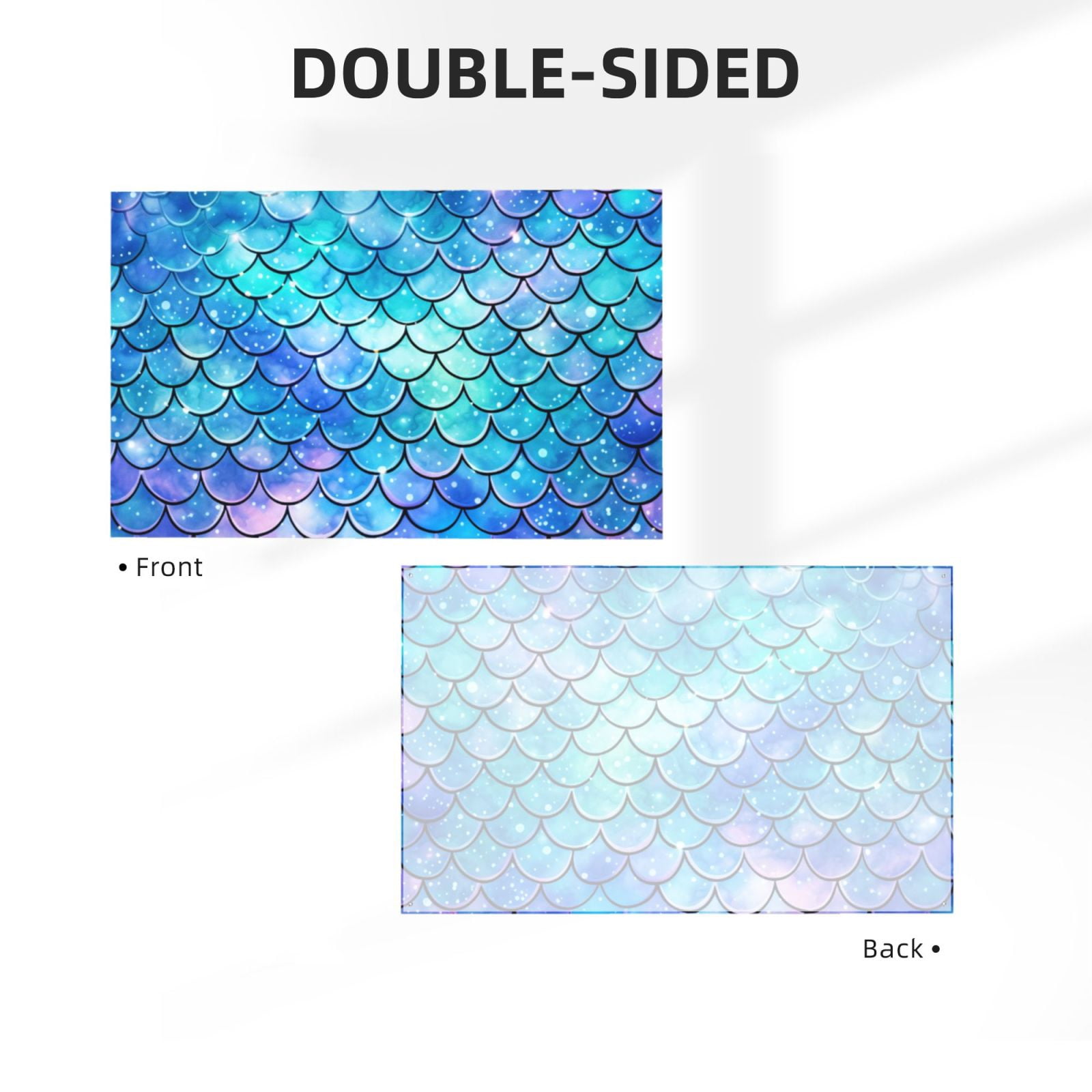 Mermaid Scales Fish Scale Blue Four Hole Decorated Banner Flag for Garden Yard Home Decoration Indoor Outdoor 4x6 Ft