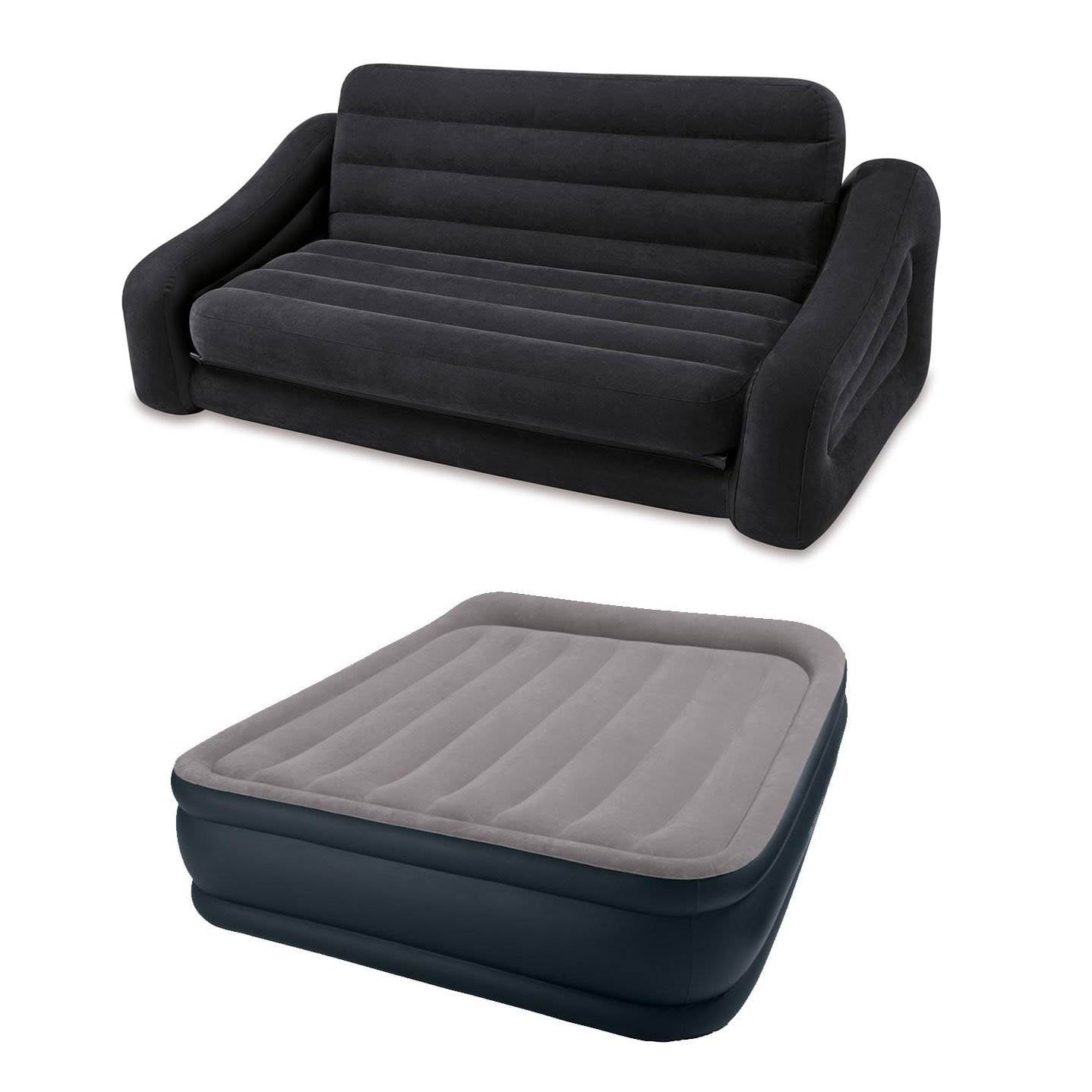 Intex Inflatable Queen Size PullOut Futon Sofa Couch Bed + Deluxe