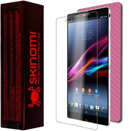 Skinomi Carbon Fiber Pink Skin Cover+Clear Screen Protector for Sony Xperia Z2