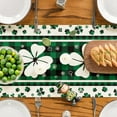 thumbnail image 5 of Green Clover Buffalo Plaid Shamrocks St.Patrick''s Day Table Runner, Seasonal Kitchen Dining Table Decoration for Indoor Home Party 13x72 Inch, 5 of 6