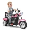thumbnail image 1 of Moto Montable Costway en estilo chopper Alimentada a batería Rosa con música marcha adelante y atrás, 1 of 7