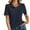 Navy, variant on Womens Polo Shirts Short Sleeve V Neck Business Casual Work Tops Color Contrast Dressy Collared Striped T Shirts