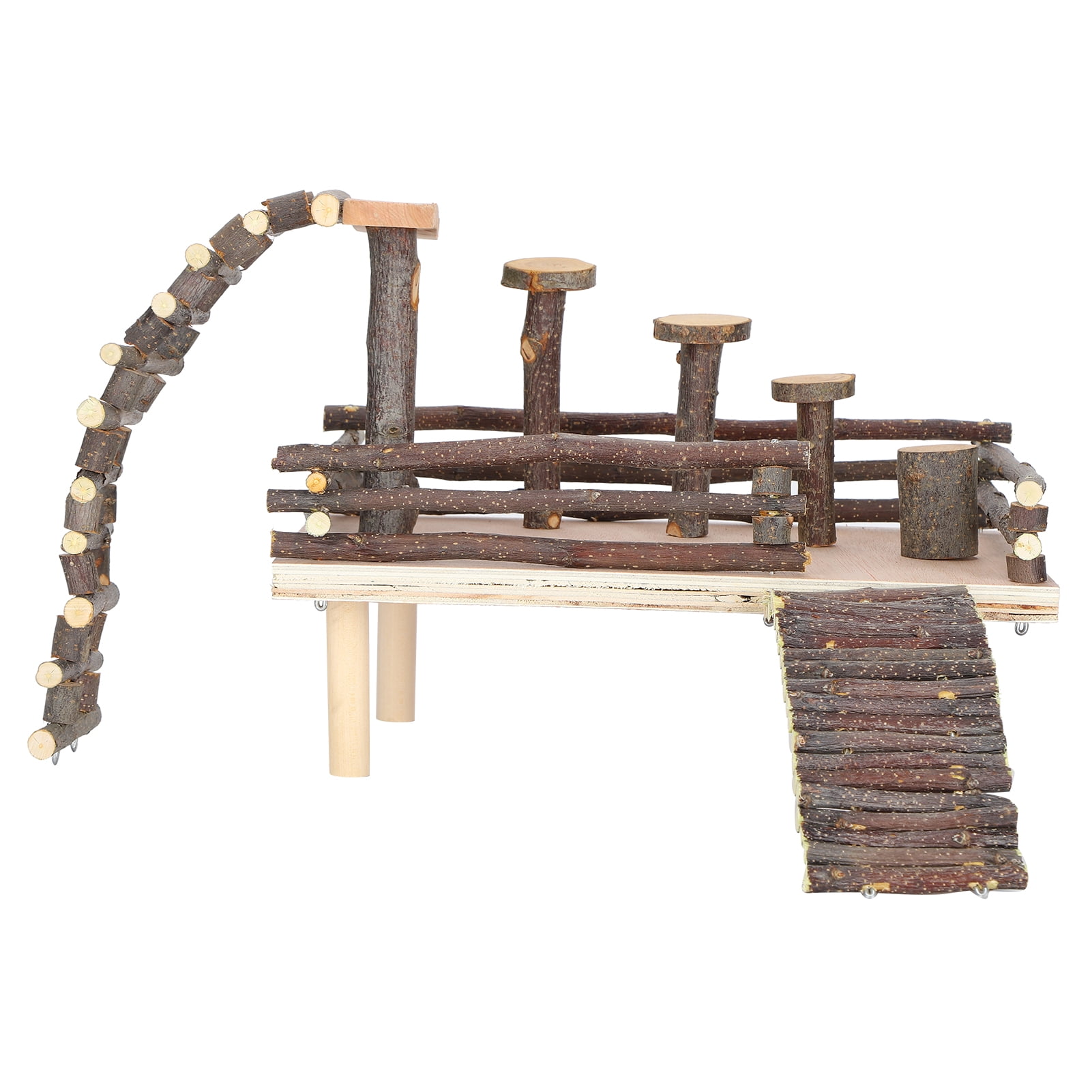 M Buder Premium Applewood Hamster Ladder Playground Natural Wooden Stairs Step Climbing Exercise Toy for Small Pets 13 inches / 33 cm Activity Center