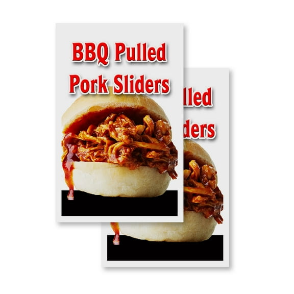 Bbq Pulled Pork Sliders (2-PACK) 24" x 36" Vinyl Decals | Sign Insert Peel & Stick Decals Stickers Window Signs