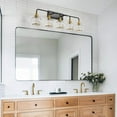 thumbnail image 4 of 5-Lights Bathroom Light Fixtures Black and Gold Bathroom Vanity Light Over Mirror with Clear Glass Shade Wall Sconce Lighting, 4 of 7