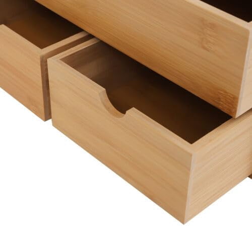 Desk Organizer Bamboo Tabletop Storage Organization Box For Office Home Supplies Small Desktop Simple Design Fit Vanity Mini Raw Wood Color Drawer Craft Cosmetic Letter Mail Sorter