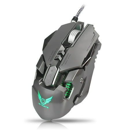 Mechanical Wired Gaming Mouse 4000 DPI, ALLCACA Portable Wired Gaming Mouse with 7 Programmable Buttons and LED
