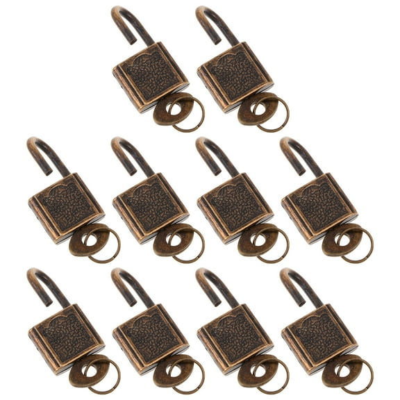 10Pcs Vintage Padlocks Retro Furniture Ring Latches Suitcase Locks with Keys
