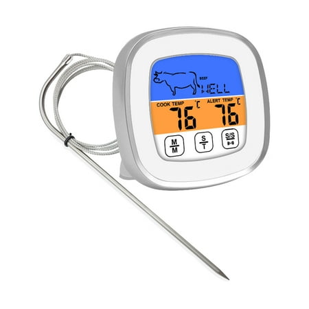 

FoodThermometer Instant Read Digital Meat Thermometer Digital Food Thermometer with Large Touch Screen LCD Backlight Kitchen Clock Timer for Outdoor BBQ Grill Smoker Deep Fry