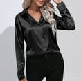 thumbnail image 6 of BLVB Women's Blouse Satin Silk Collared Shirts Button Shirts Casual Loose Long Sleeve Office Work Tunic Tops, 6 of 6