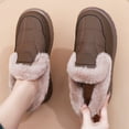 thumbnail image 5 of Women's Platform Non Slip Ankle Boots Winter Warm Fleece Lined Snow Booties Slip On Indoor Outdoor Plush With Memory Foam Fuzzy Slippers Brown Size 6, 5 of 7