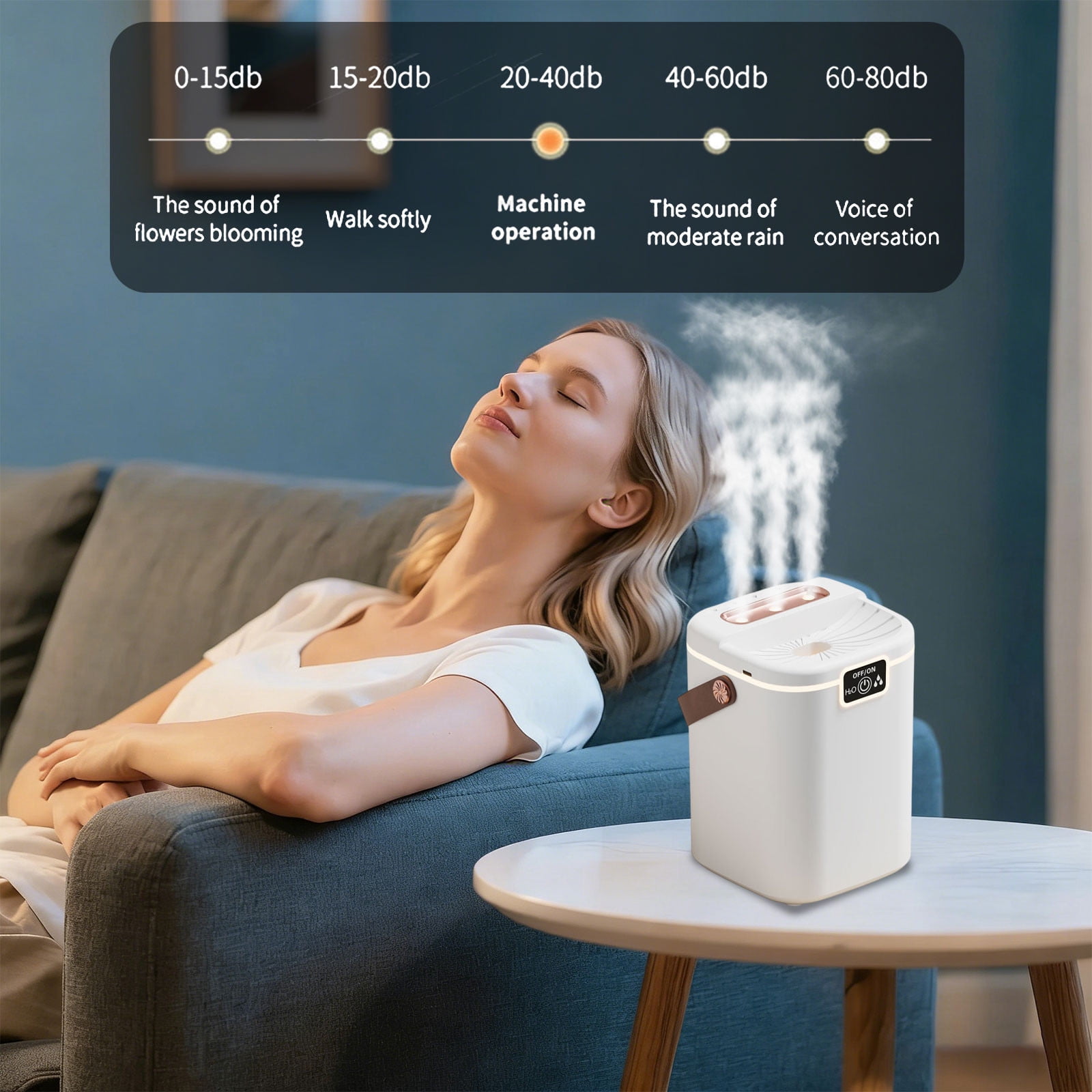 Smart Home Humidifier with Temperature Humidity Sensor, Quiet Top-filling Large-capacity Cool Mist Air Purifier, Adjustable Mist for Bedroom Living Room Office, Safe and Easy-to-clean Humidifier