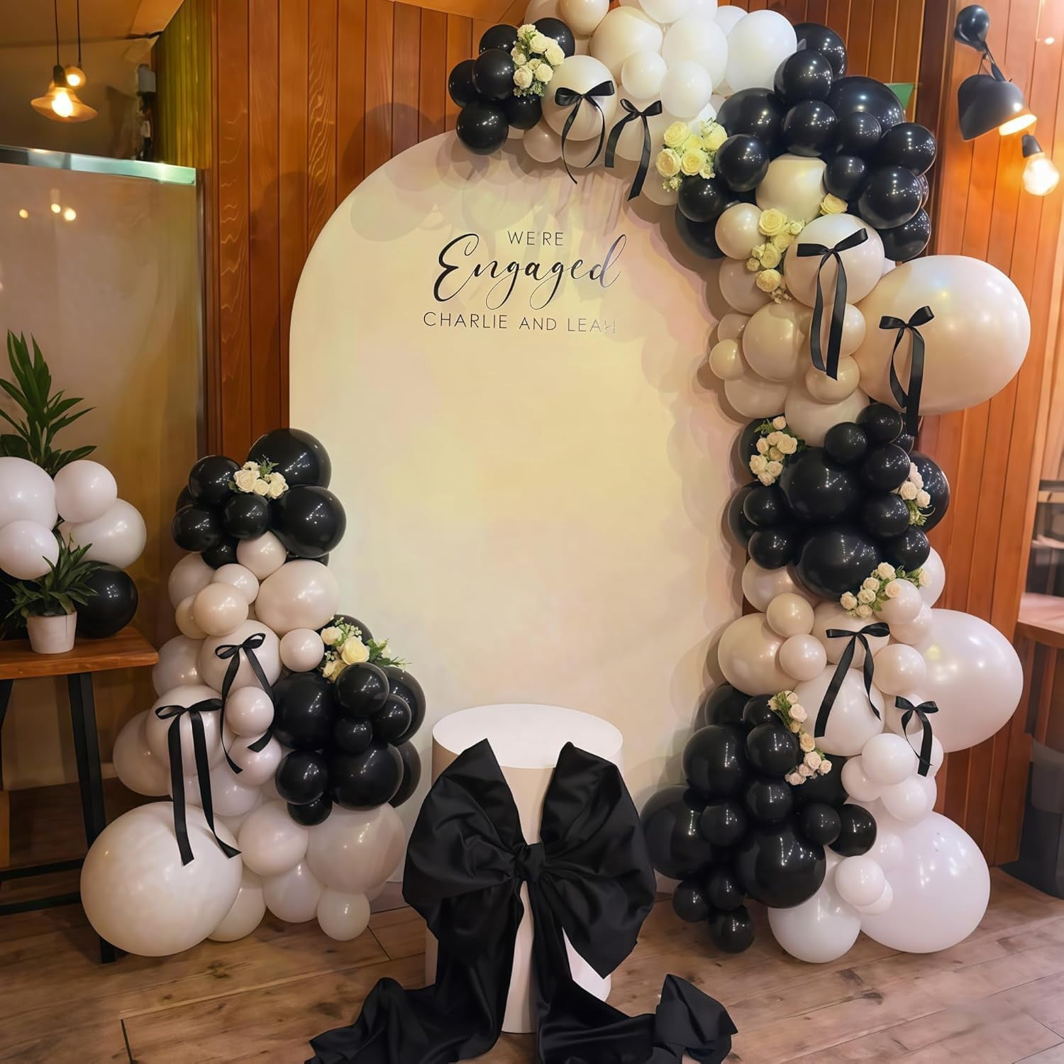 Black White Gold Balloon Garland Kit, 115Pc Beige Sand Cream Metallic Arch Explosion Star Foil Balloons for Girls Women Birthday Bachelorette Graduation Coquette Party Decoration