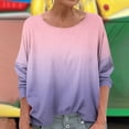 thumbnail image 2 of aidice Womens T Shirts Casual Loose Round Neck Lightweight Tops Long Sleeve Gradient Color Shirts, 2 of 5