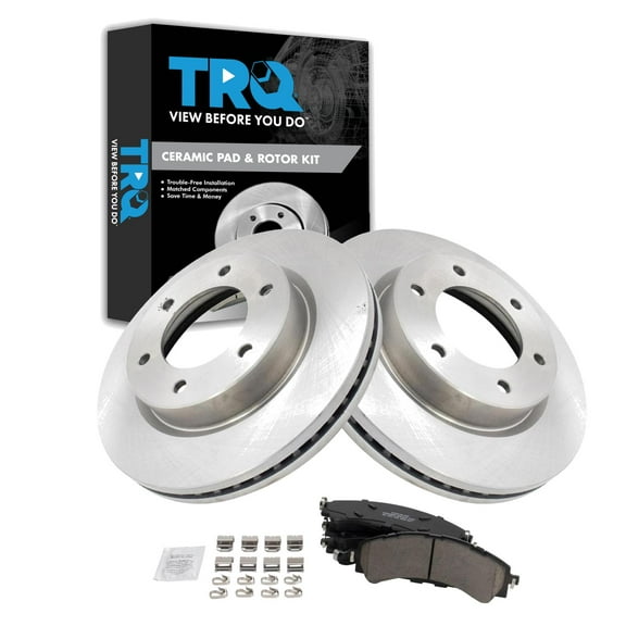 TRQ Front Brake Pad & Rotor Kit Brake Pads Brake Rotor Ceramic Fits Select 2021 Ford Bronco 2019-2021 Ranger