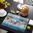 thumbnail image 3 of Blue Starfish Beach Placemats Set of 6, Summer Conch Coral Coastal Wood Grain Placemats for Dining Table, Place Mats for Kitchen Tabletop, Waterproof Wipeable Dining Table Mats Set, 3 of 9
