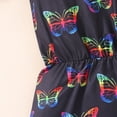 thumbnail image 6 of WIBACKER Summer Girls' Jumpsuit Kids Butterfly Print Crew Neck Romper Backless Sleeveless Stretchy Short, 6 of 12